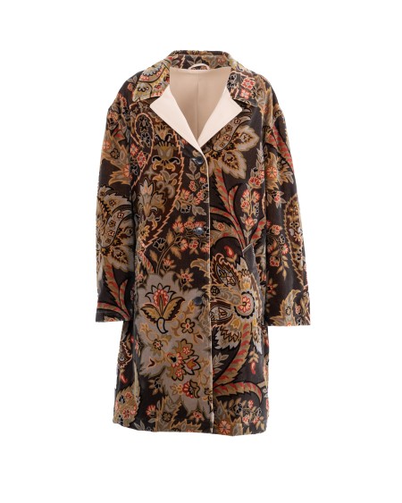 Shop ETRO  Cappotto: Etro cappotto in velluto paisley floreale.
Vestibilità morbida.
Collo con revers a contrasto.
Chiusura monopetto con bottoni.
Tasche laterali.
Bottoni in corno.
Composizione: 98% cotone, 2% elastan.
Made in Italy.. WRAA0037 99SAEA9-X0892